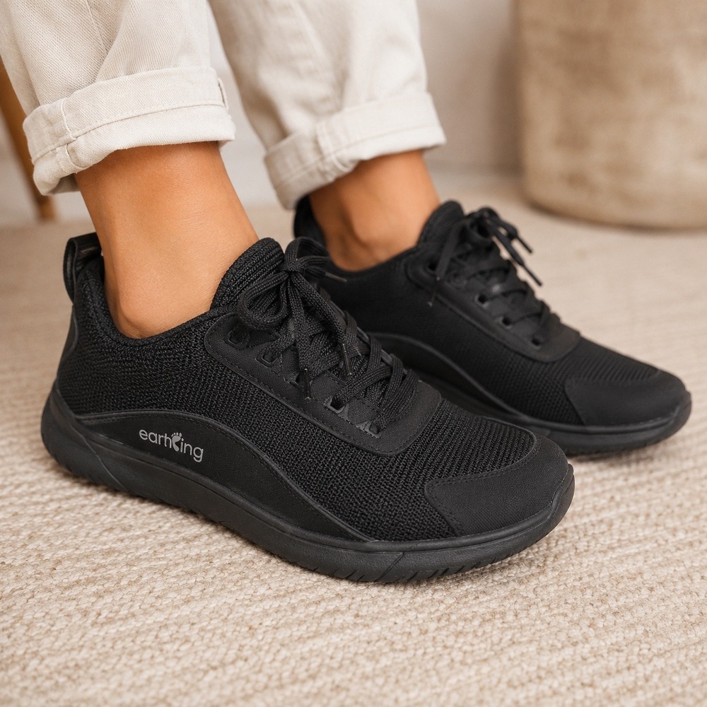Earthing Sedona Grounding Barefoot Sneakers Black Knit Womens 8.5 EU 39